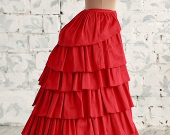 Victorian petticoat, Red victorian bustle skirt, Steampunk undergarment, 19th century victorian underskirt