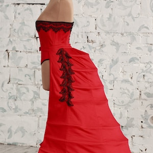 Victorian bustle cage, Historical crinoline, Red victorian pannier, Victorian silhouette undergarment