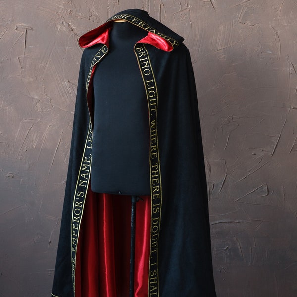 LARP hooded cloak with embroidery, Fantasy cloak, Inquisitor cosplay, LARP clothing