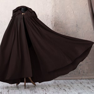 Black fantasy cloak with hood and arm slits, Medieval fantasy hooded cloak, Black hooded cape, LARP costume