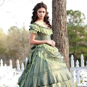 Silk Victorian ballroom dress, Katherine Pierce's dress cosplay, Vampire gown, Luxurious victorian gown, Civil war dress image 7