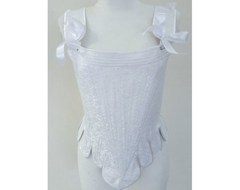 White rococo corset, Historical reenactment corset, 18th century clothing, Marie Antoinette waist corset