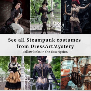 Steampunk Victorian dress, Jacket and mermaid tail skirt, Steampunk festival costume, Steampunk wedding image 8