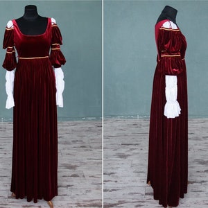 Renaissance velvet dress, Ever After movie dress, Cinderella gown, Renaissance fair costume