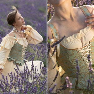 Cottage core fantasy dress XVI century fairycore clothing renaissance costume with corset