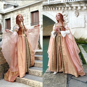 Italian Renaissance-inspired dress, Renaissance faire gown, Renaissance wedding dress, Historical outfit, 16th century dress