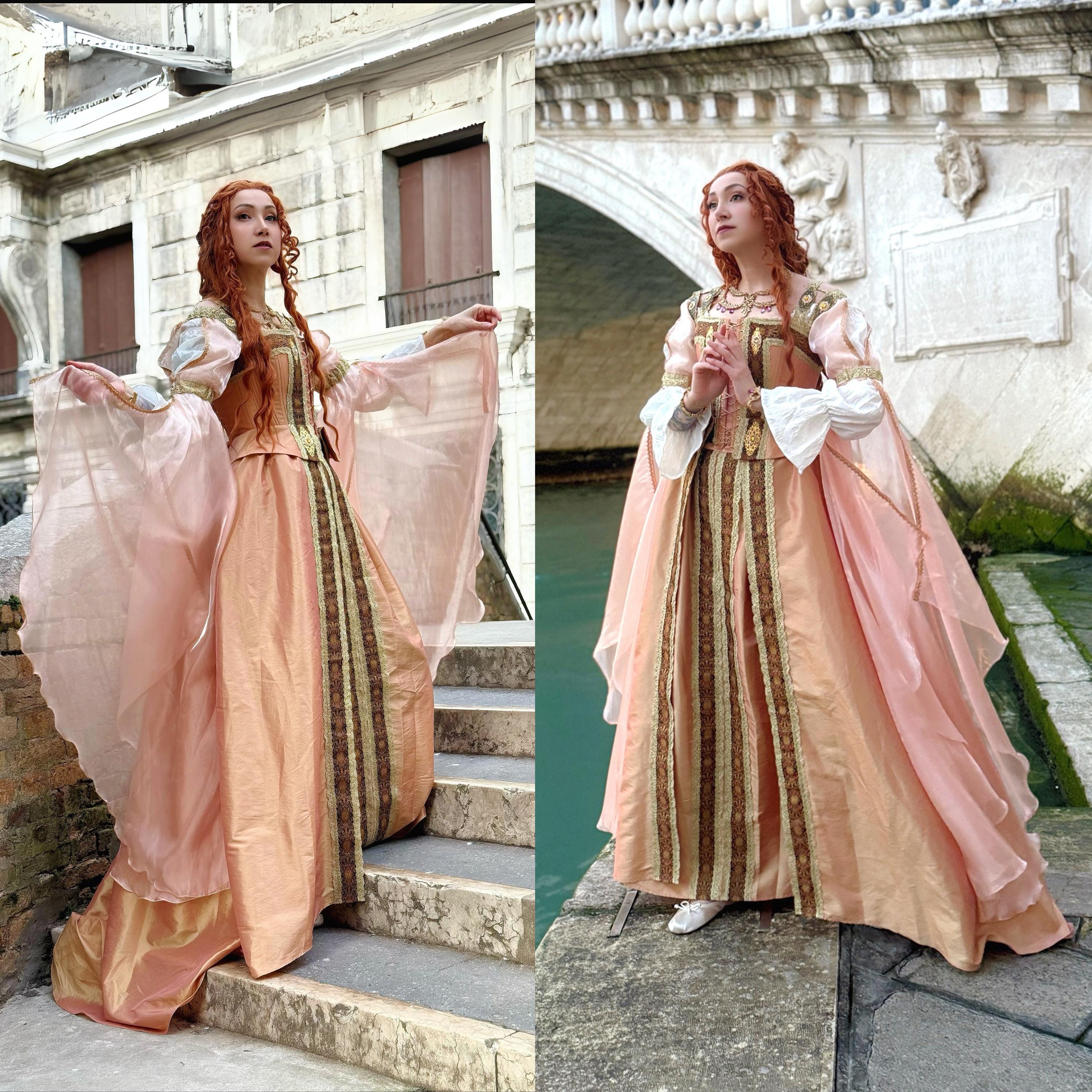 Italian Renaissance-inspired dress, Renaissance faire gown, Renaissance wedding dress, Historical outfit, 16th century dress