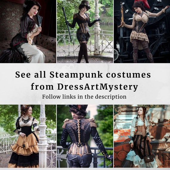 Ready to Ship! Steampunk Victorian Dress, Bustle Skirt, Cotton Shirt and  Underbust Velvet Corset, Madame Trentoni Dress - Etsy