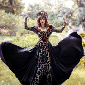 Luxury gothic dress, Vampire gown, Gothic wedding dress, Dark fantasy costume, Ball Masquerade gown