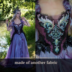 Forbidden garden, Fantasy dress with a silk corset, Acotar Ball Gown, Fairy Elven wedding dress, Ren Faire costume, Made to order
