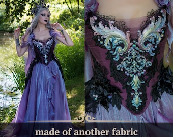 Jardín prohibido, vestido de fantasía con corsé de seda, vestido de baile Acotar, vestido de novia élfico de hadas, disfraz de feria renacentista, hecho a medida