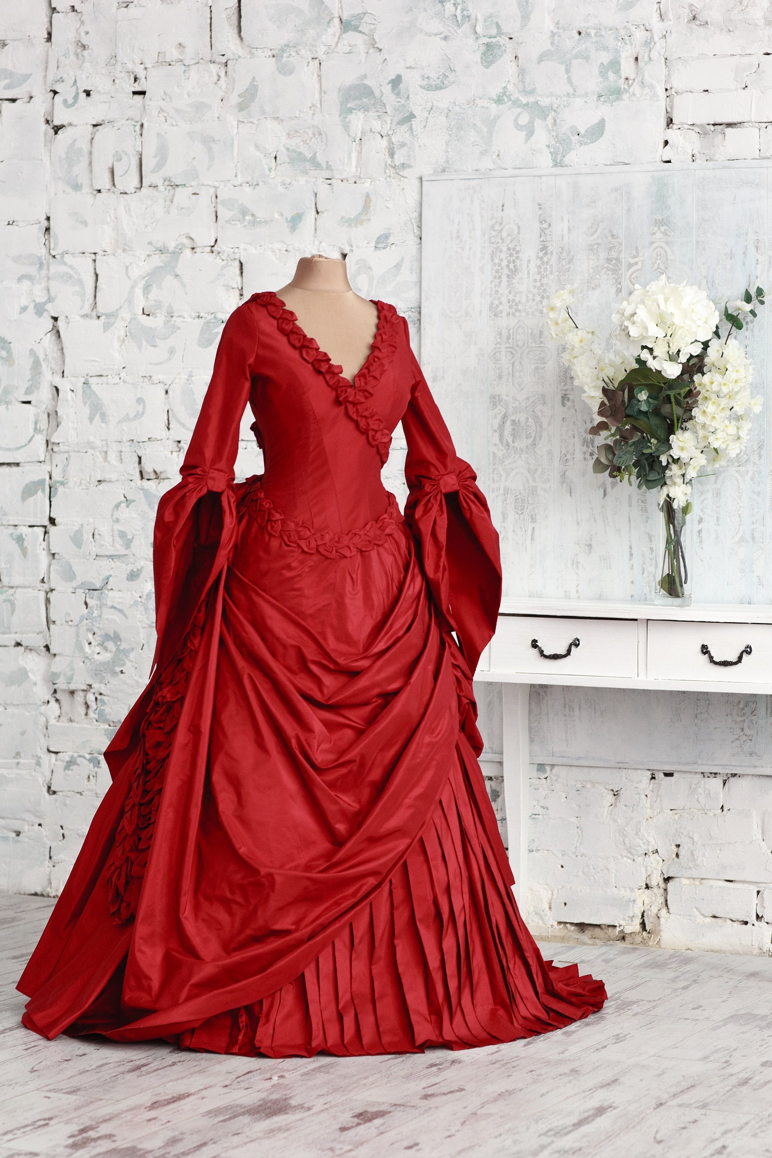 Red Victorian ballroom dress Mina's dress cosplay Etsy
