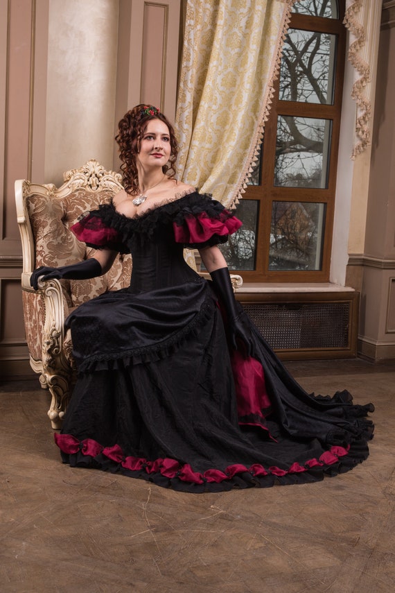 red victorian gown