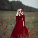 Fantasy wedding dress, Red gothic dress, Renaissance Fair dress, Fairy elven dress, Ren faire dress 