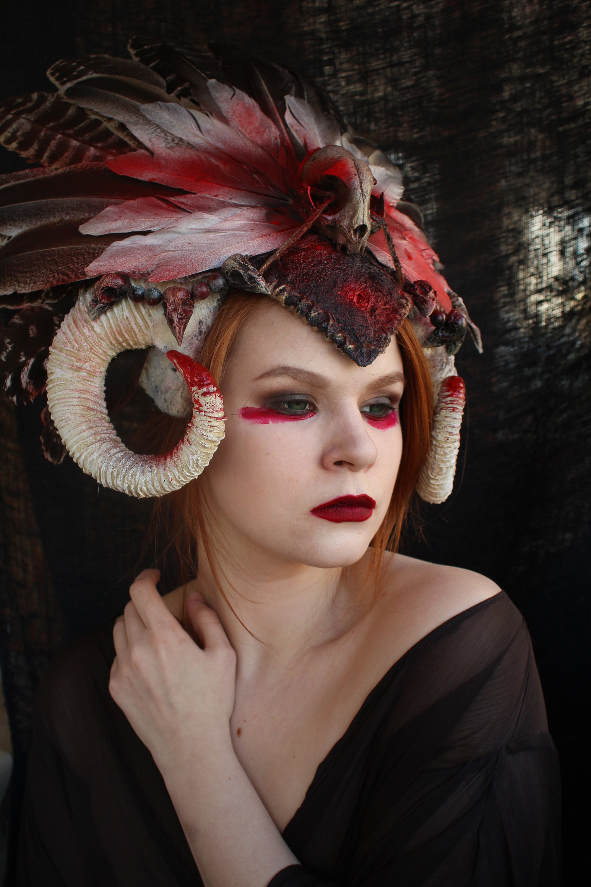 Feather Headdress Shaman Costume Ram 