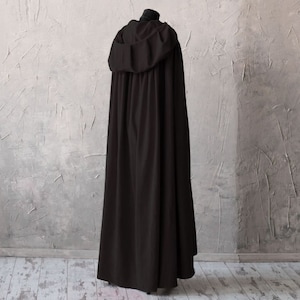 Black fantasy cloak with hood and arm slits, Medieval fantasy hooded cloak, Black hooded cape, LARP costume image 3