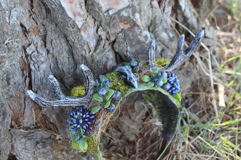 Deer antler headband woodland crown pagan headdress forest fairy crown