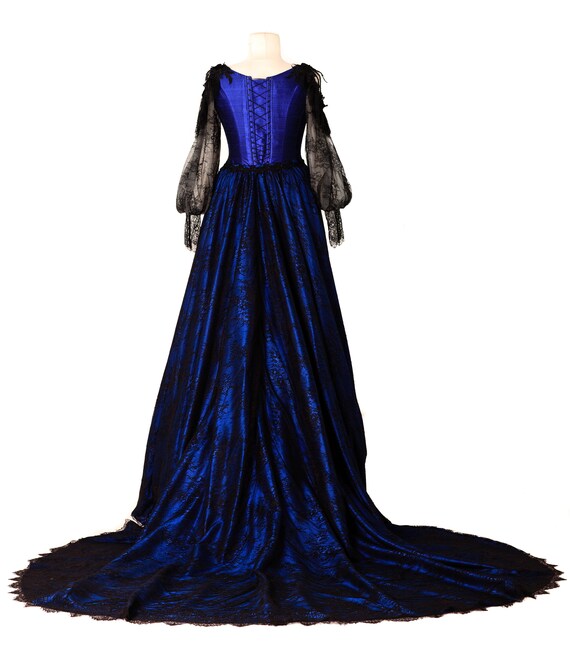 midnight blue silk dress