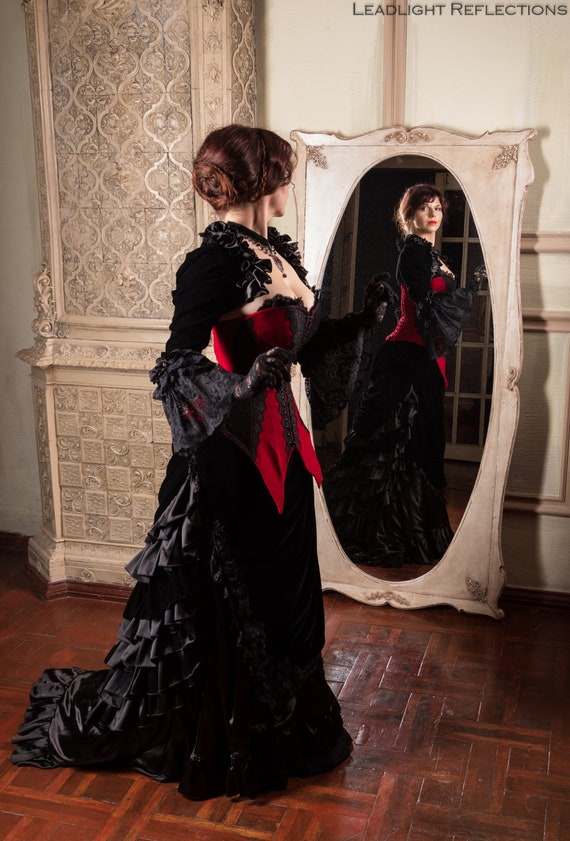 Velvet Victorian Style Corset Black Wedding Dress Vampire Etsy