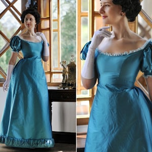 Biedermeier style dress, Late regency ballgown, Early Victorian dress, 19th century gown