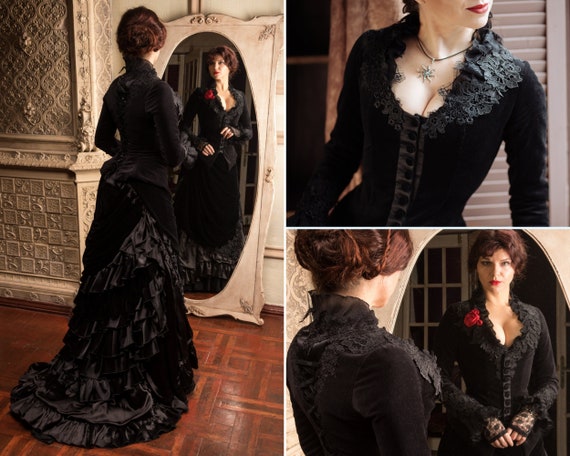 Victorian Knit Ponte Dress In Black, 57% OFF