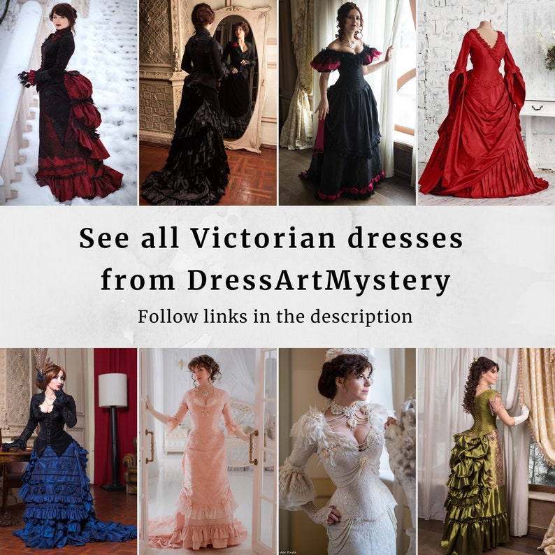 Lucille Sharpe gown, Crimson Peak dress, Victorian costume, Silk dress and batiste shirt image 10