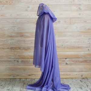 Purple Tulle Cape Sheer Hooded Cloak Wicca Cloak Fantasy - Etsy