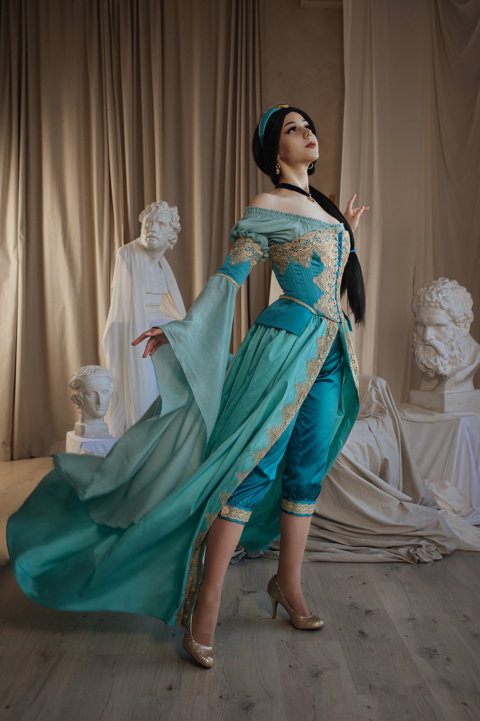 Italian Blue Renaissance Dress With Pantaloons and Open Skirt ...