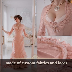 Silk Victorian dress, Victorian costume, Victorian ballgown, Bustle skirt, The Gilded Age dress