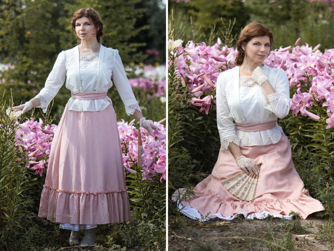 Edwardian Style Costume, Cottage Core Prairie Dress, Cotton Skirt With