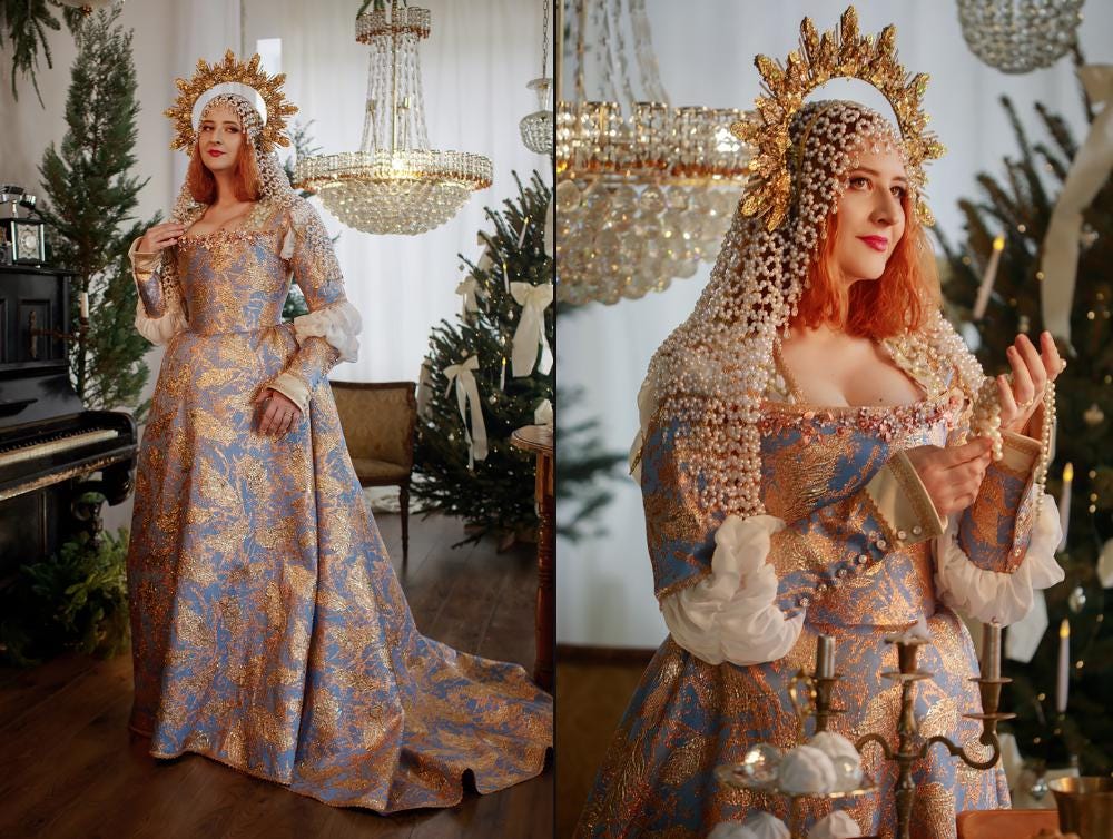 Renaissance Elegance Gown, Renaissance faire costume, Renaissance wedding gown, Italian 16th Century-Inspired Corset Dress, Ren faire dress