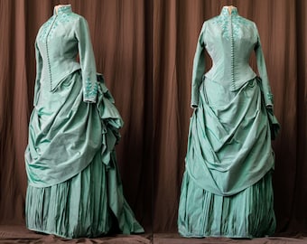 Silk Victorian dress, Mina's dress, Bram Stoker's Dracula costume, Bustle skirt and jacket