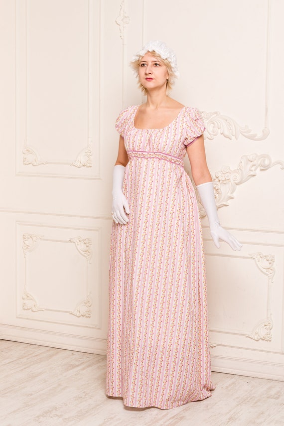 Rose Regency Dress Jane Austen Gown Reenactment Costume Made to