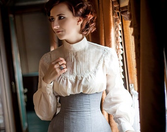 Edwardian style costume, Edwardian dress, Underbust corset skirt, Historical dress, Made to order