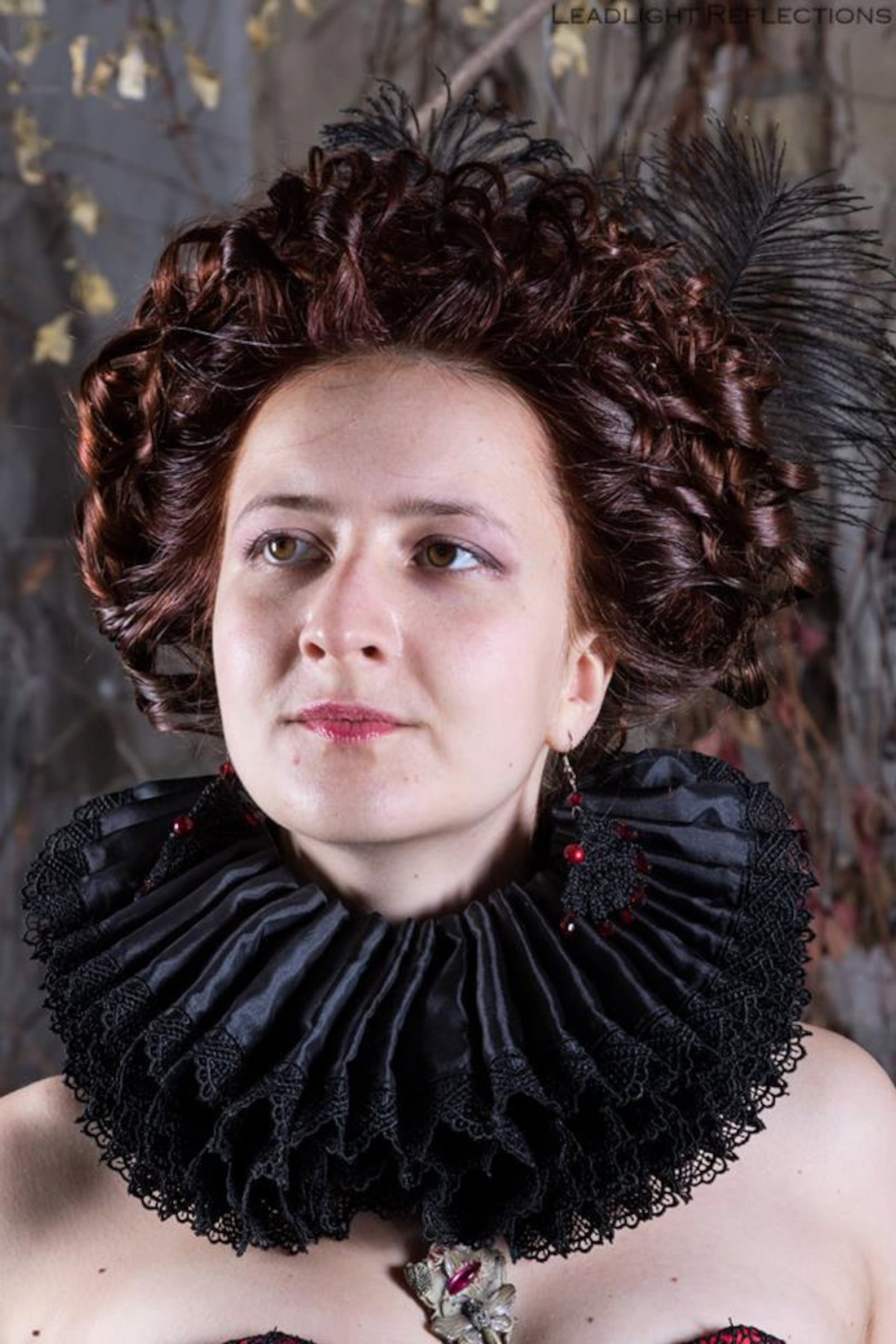 Black Elizabethan neck ruff Tudor ruffled collar Historical Etsy