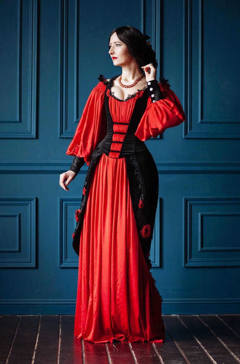 Edwardian Style Dress Victorian Masquerade Costume Gothic | Etsy