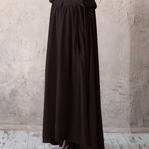 Black fantasy cloak with hood and arm slits, Medieval fantasy hooded cloak, Black hooded cape, LARP costume image 4