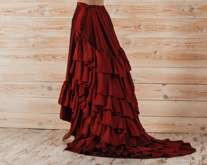 Victorian petticoat, Red victorian bustle skirt, Steampunk undergarment, 19th century victorian underskirt image 3