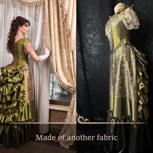 Victorian costume, Silk Victorian dress, Victorian ballgown, Bustle skirt and lace corset bodice, The Gilded Age dress, Made to order