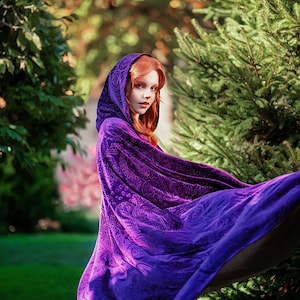 Purple hooded cloak