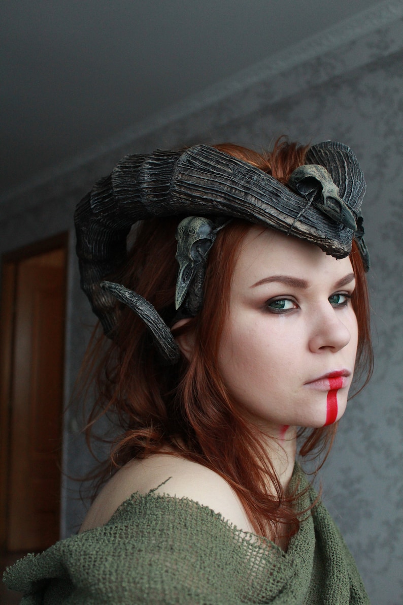 Demon tiefling horns headdress horned headband dragon horns Etsy