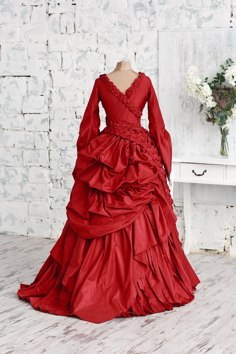 red ball room gown