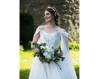 Fantasy silk wedding dress, Fairy wedding dress, LARP costume, Ren faire dress