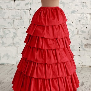 Victorian petticoat, Red victorian bustle skirt, Steampunk undergarment, 19th century victorian underskirt image 3