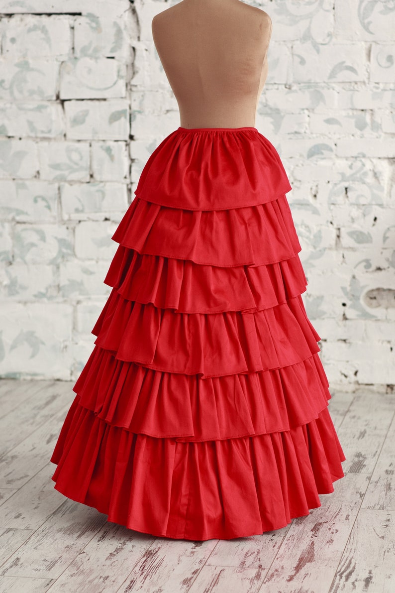 Victorian petticoat, Red victorian bustle skirt, Steampunk undergarment, 19th century victorian underskirt image 3
