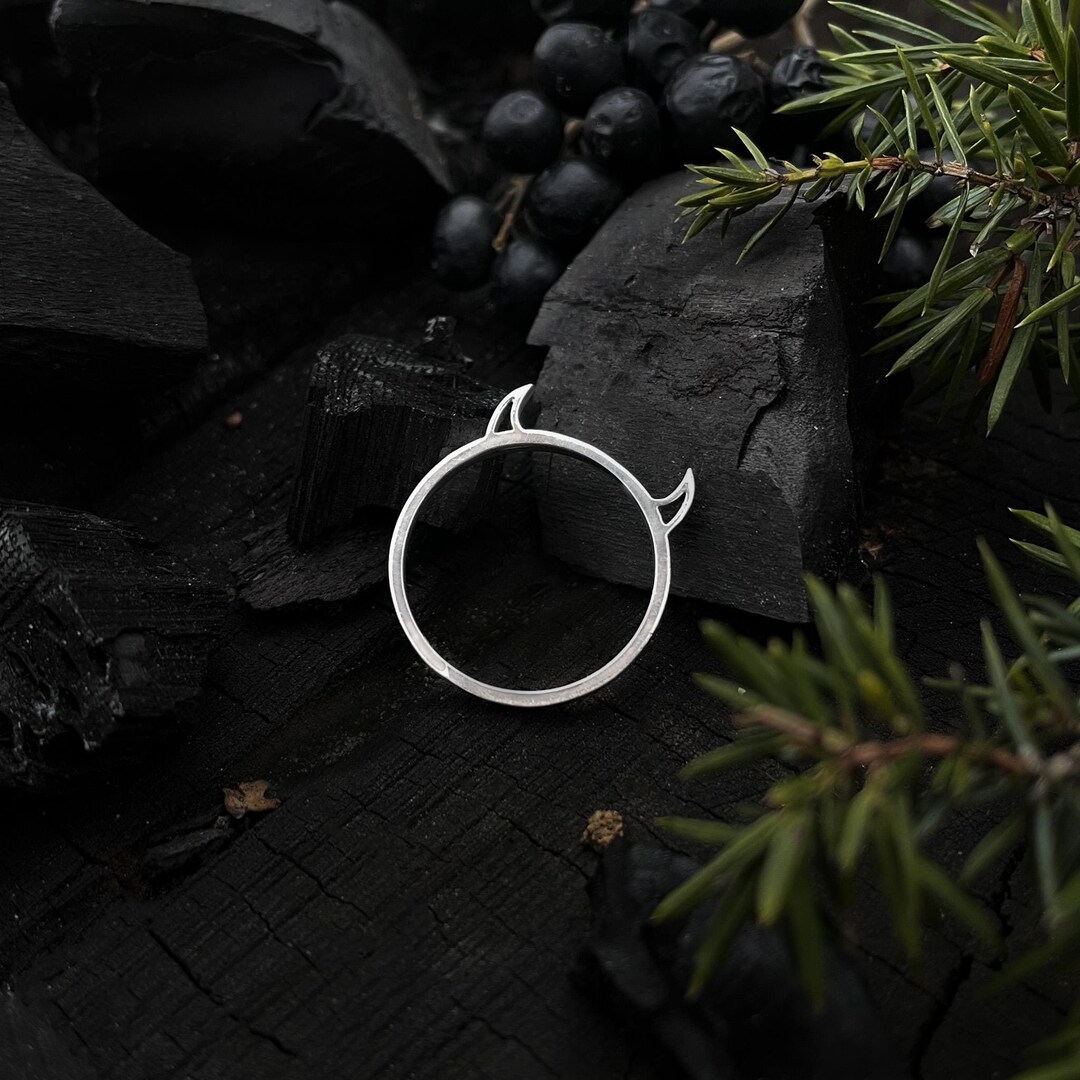 Sterling Silver Horns Ring | Devil Horns Ring | Minimalistic Ring ...
