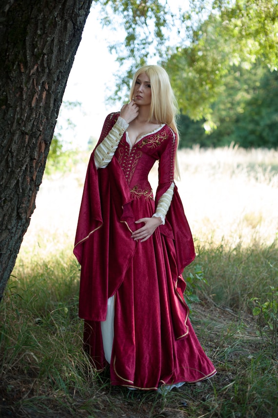 ga werken Vergadering Faeröer Fantasy Jurk Cersei jurk Elven trouwjurk Renaissance faire - Etsy België