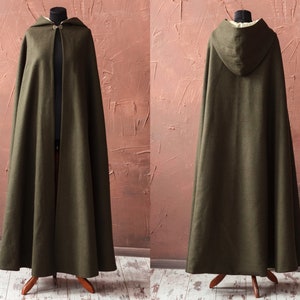 Long wool cloak with hood