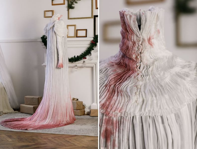 Camisón de seda blanco de Edith Cushing, vestido eduardiano de Crimson Peak, traje histórico. imagen 2