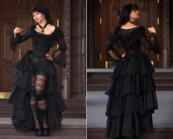 black gothic wedding dress